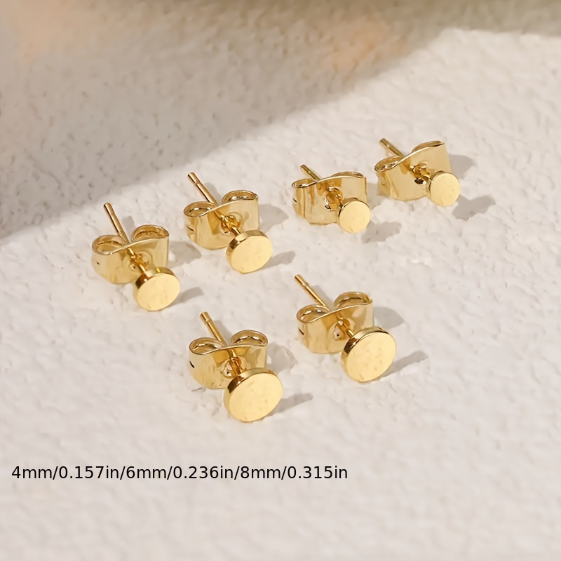6pcs Set of 304 Stainless Steel Small Stud Earrings — Hypoallergenic